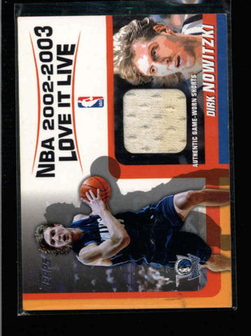 DIRK NOWITZKI 2003/04 TOPPS LOVE IT LIVE GAME USED WORN SHORTS AC1875