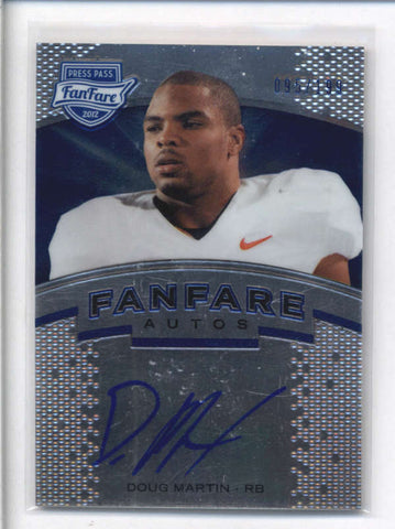 DOUG MARTIN 2012 PRESS PASS FANFARE BLUE AUTOGRAPH AUTO ROOKIE RC #/199 AB8988