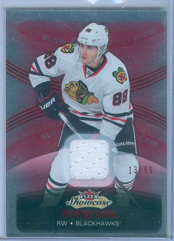 PATRICK KANE 2015/16 FLEER SHOWCASE #64 RED GLOW GAME JERSEY #13/99 AB7683