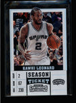 KAWHI LEONARD 2017 CONTENDERS #28 RARE DIAMOND TICKET PARALLEL #13/15 AC035