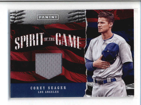 COREY SEAGER 2017 PANINI FATHERS DAY SPIRIT OF THE GAME USED HAT #5 AB9588